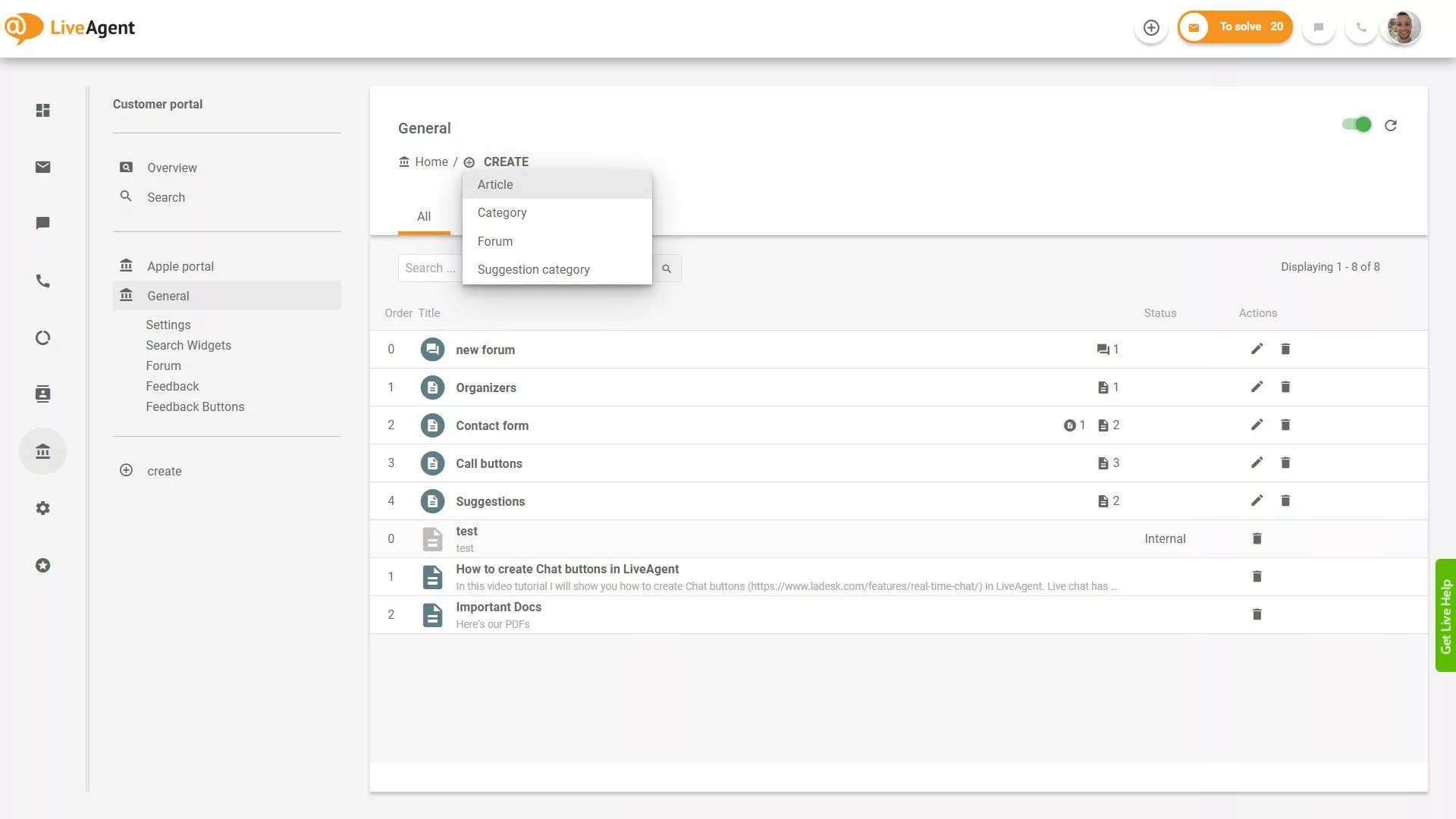 نظرة عامة على تذاكر LiveAgent داخل التطبيق
