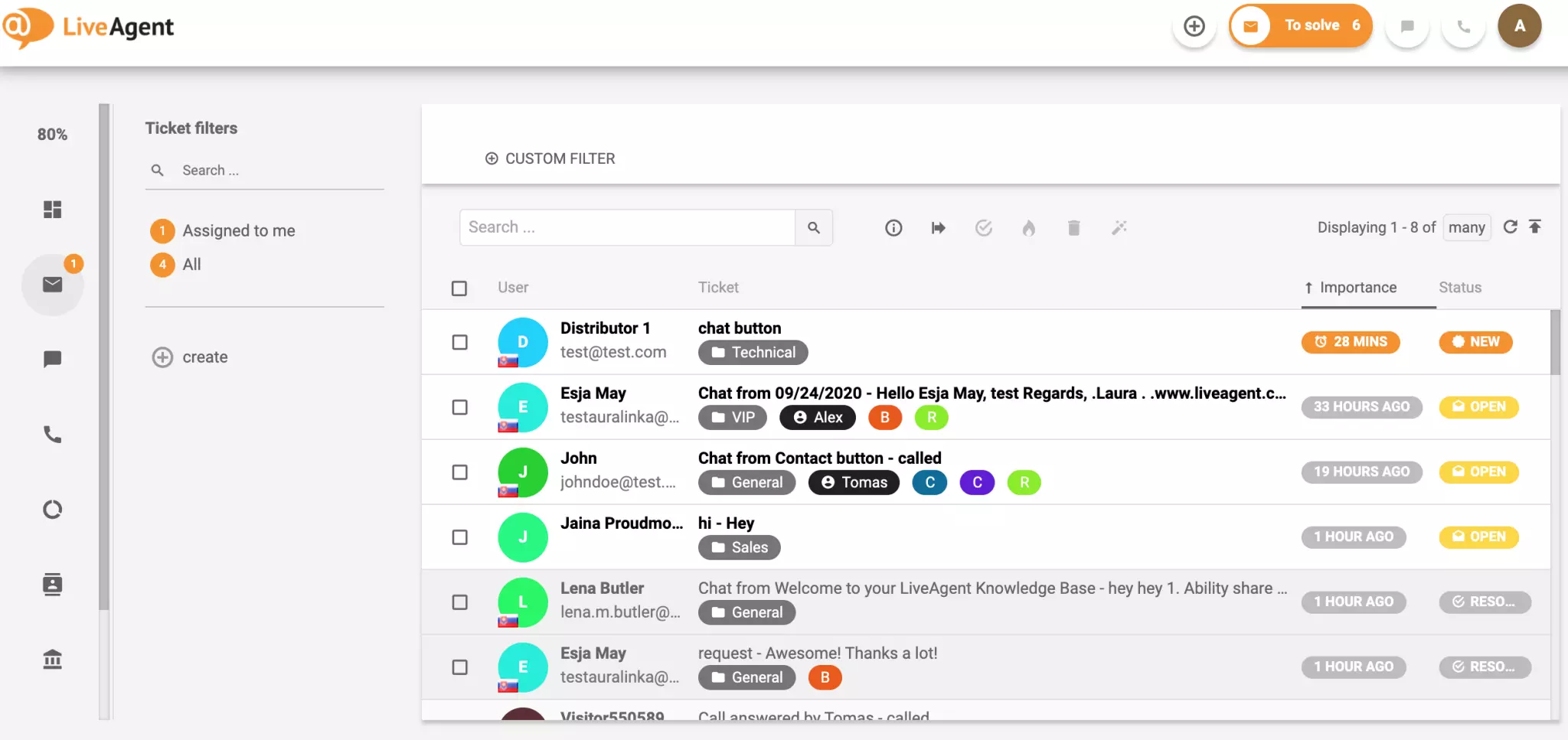 نظام التذاكر في LiveAgent
