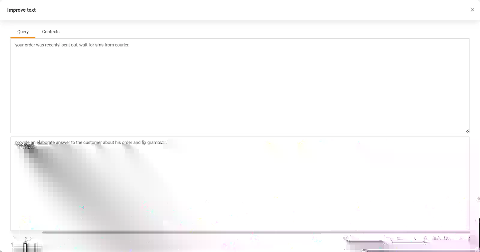 صورة توضح وظيفة تحسين النص في LiveAgent