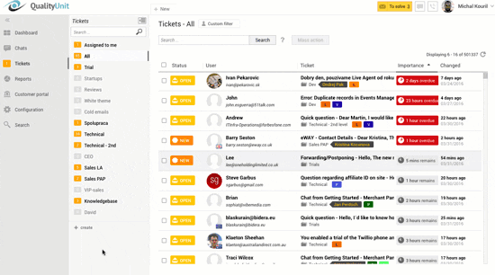 رسم متحرك لوحة معلومات LiveAgent