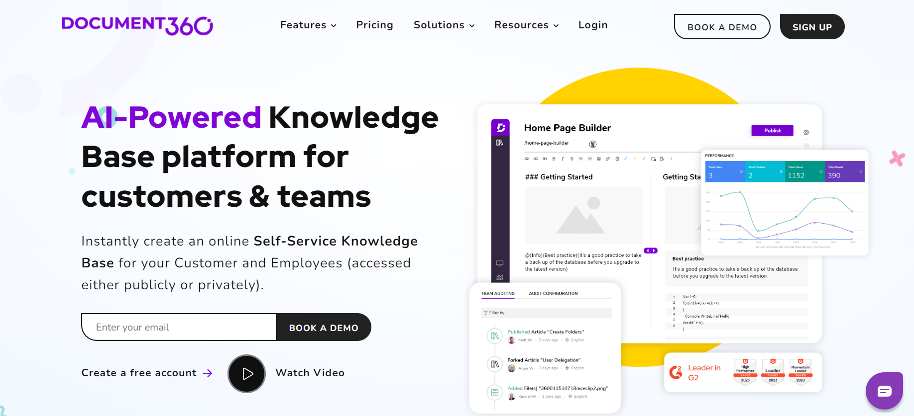 الصفحة الرئيسية لـ Document360