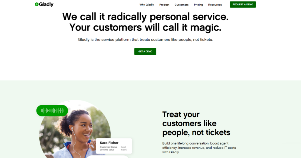 صفحة Gladly الرئيسية