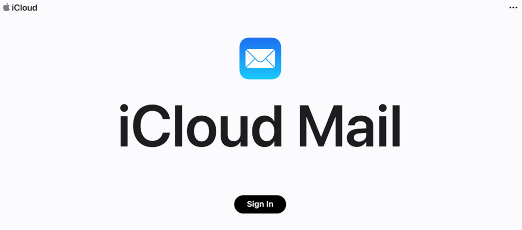 صفحة iCloud Mail الرئيسية