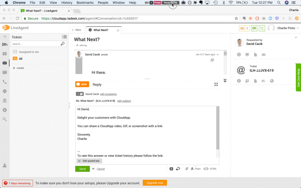 تكامل السحب والإفلات في CloudApp