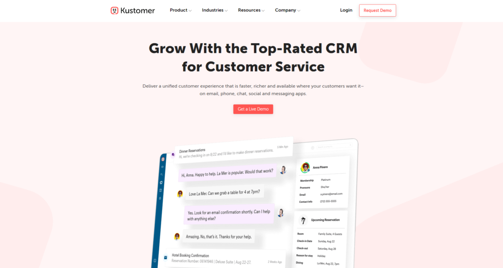 صفحة Kustomer الرئيسية