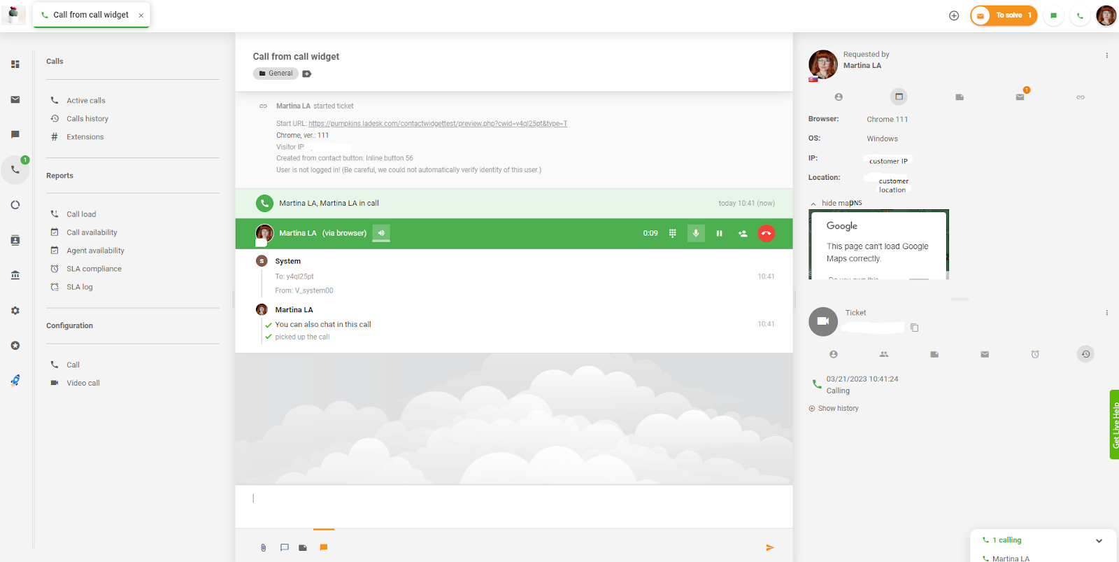استدعاء LiveAgent من أداة الاستدعاء
