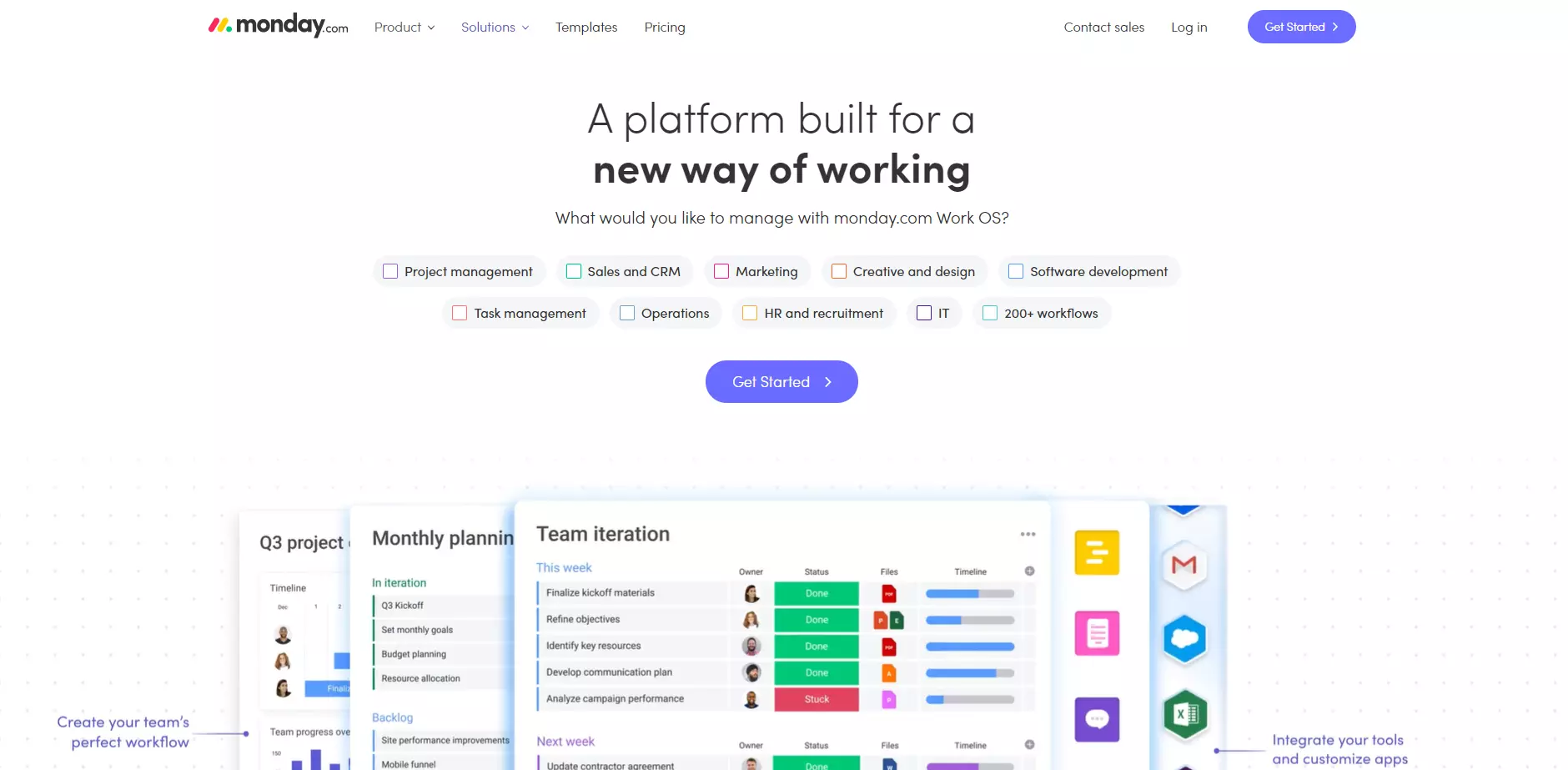 الصفحة الرئيسية لـ Monday.com