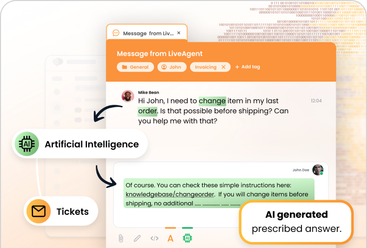 ميزة منشئ الإجابة بالذكاء الاصطناعي من LiveAgent