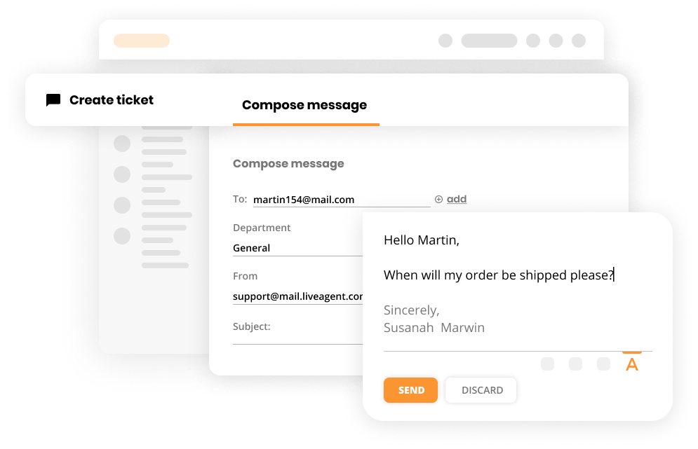 إنشاء تذكرة في برنامج مكتب المساعدة