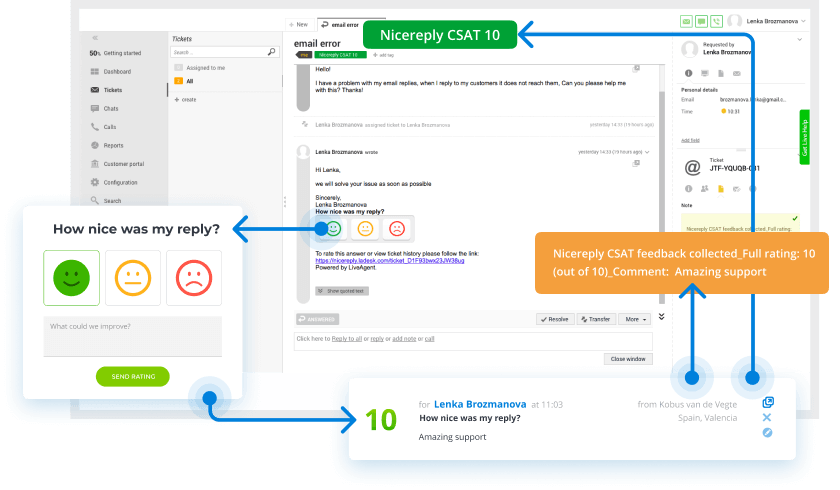 تنفيذ استبيان ملاحظات العملاء - LiveAgent
