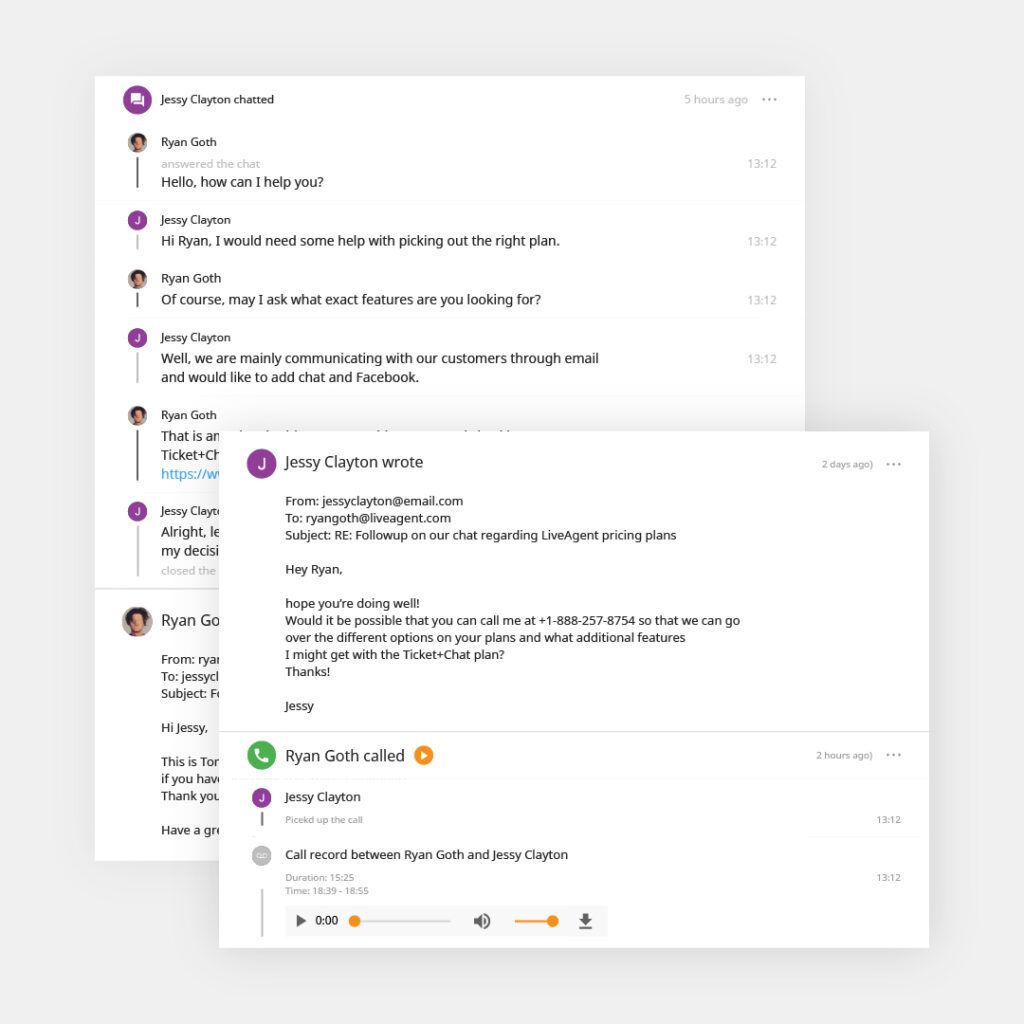 مثال على تذكرة LiveAgent