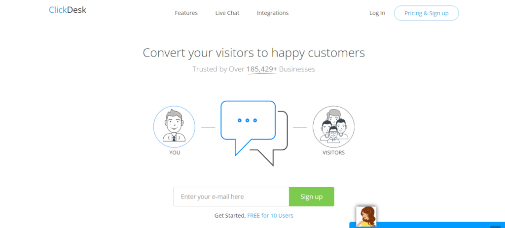 ClickDesk homepage