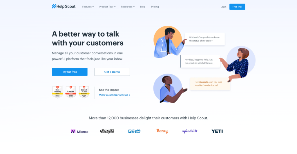 صفحة برنامج Help Scout لمكتب المساعدة الرئيسية