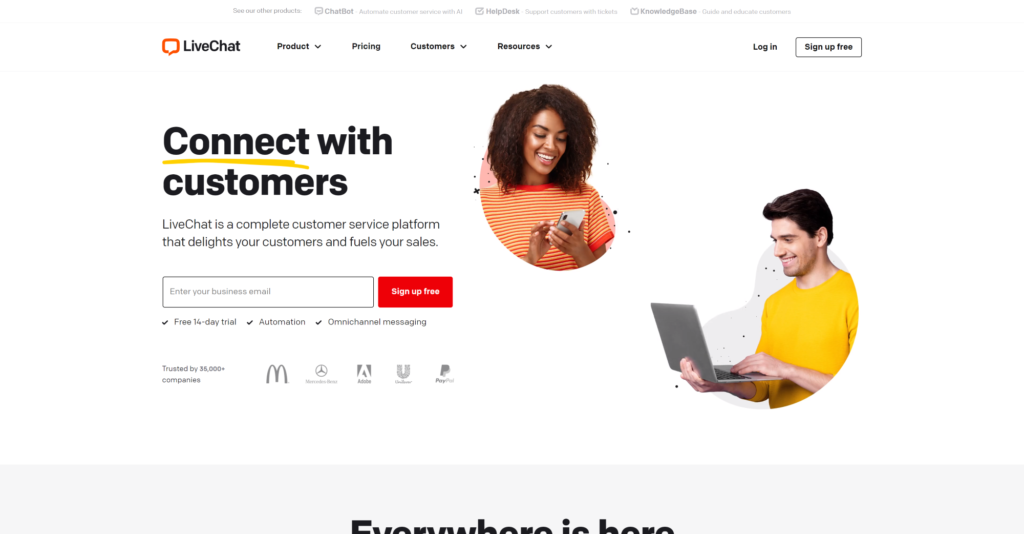 LiveChat homepage
