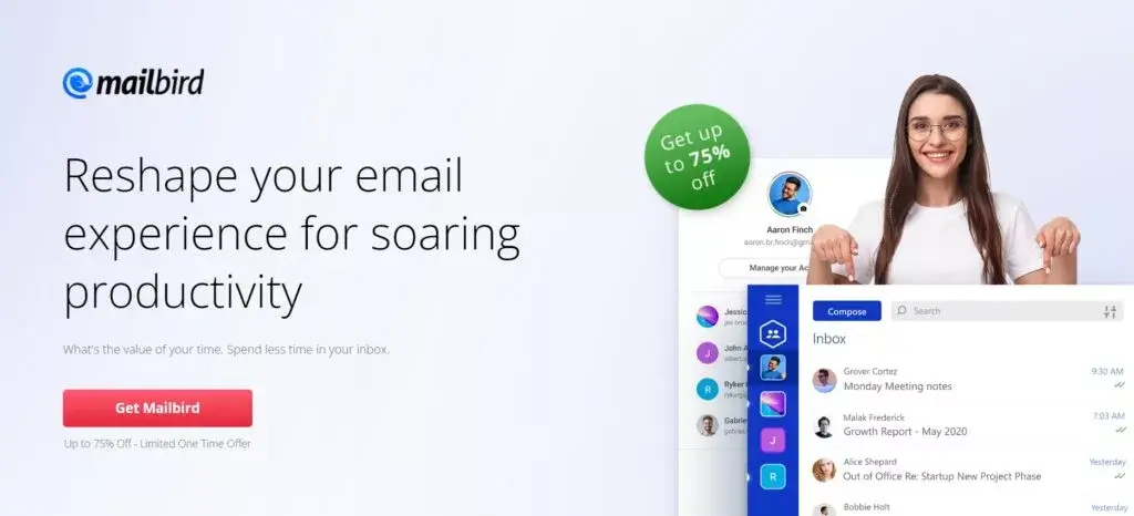 صفحة Mailbird الرئيسية