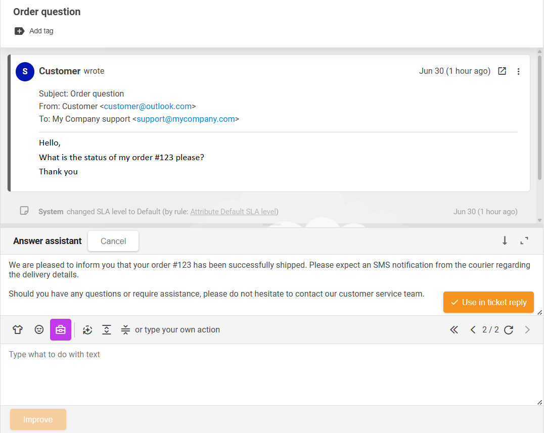 نظرة عامة على ميزة مساعد الإجابة بالذكاء الاصطناعي في LiveAgent