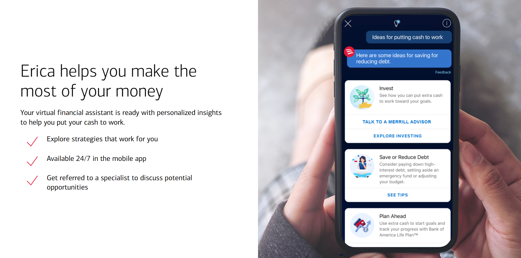 Erica - المساعد الافتراضي من Bank of America.