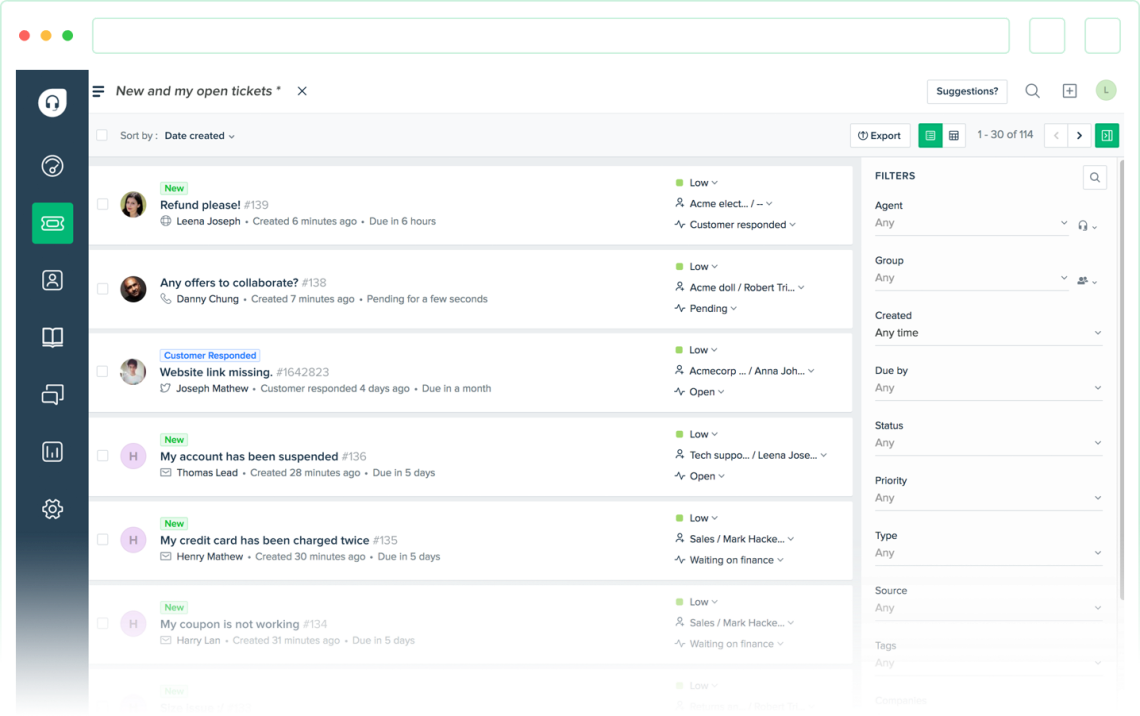 تذاكر Freshdesk المفتوحة
