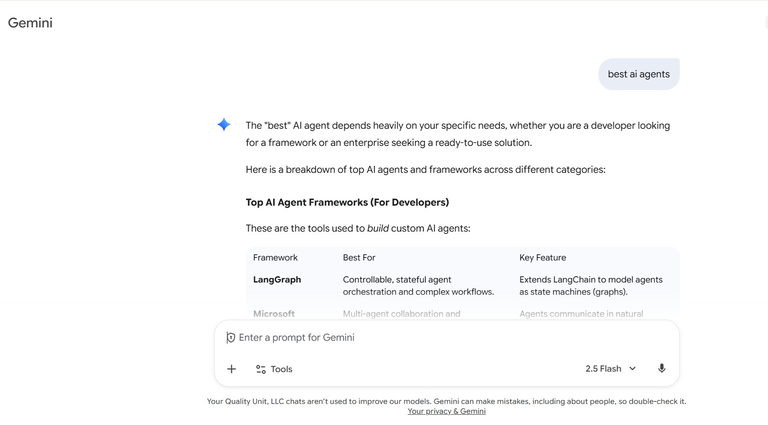 نافذة واجهة روبوت الدردشة الذكي Google Gemini