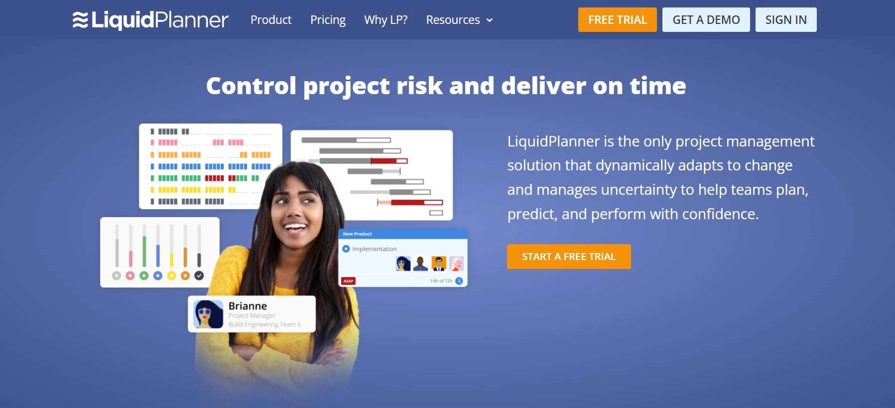 صفحة LiquidPlanner الرئيسية - حل إدارة مشاريع يساعدك على التحكم في المشاريع وتسليم كل شيء في الوقت المحدد.