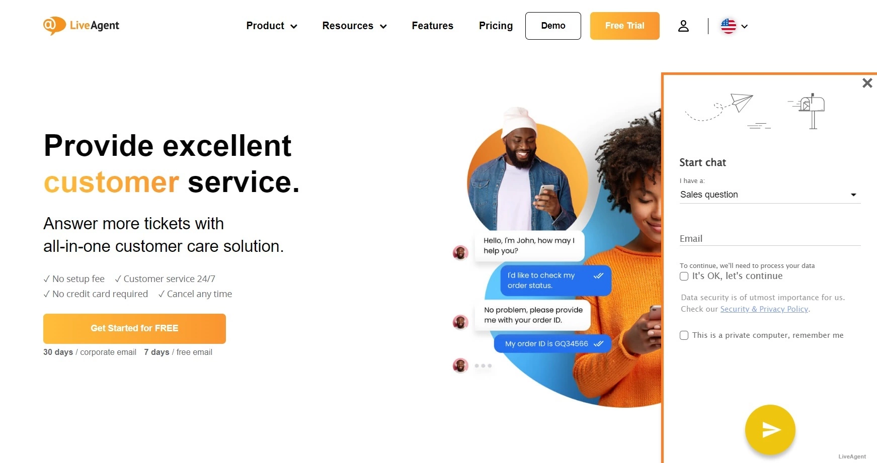 دردشة LiveAgent المباشرة للدعم السريع والسهل