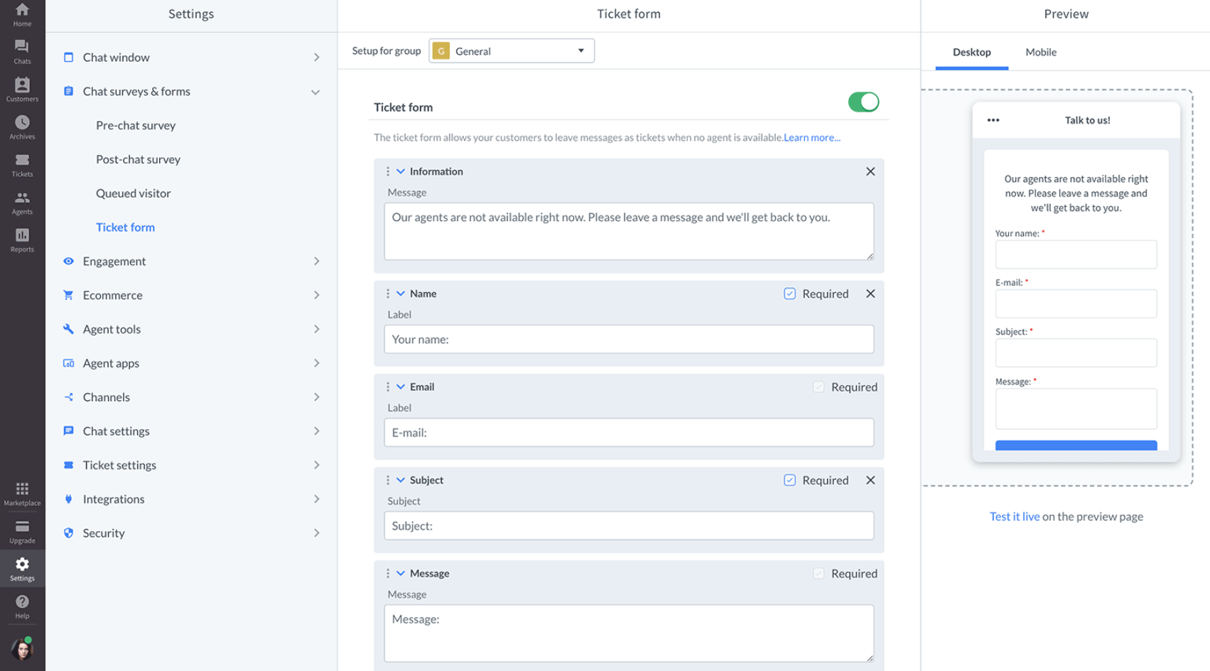 إدارة LiveChat متعددة القنوات