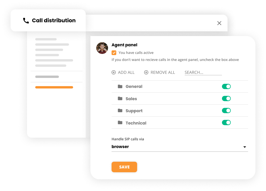 إعدادات توزيع المكالمات في برنامج مركز الاتصالات - LiveAgent
