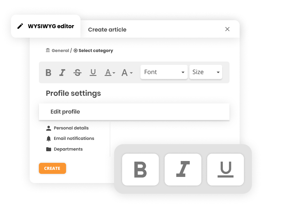 محرر WYSIWYG في برنامج قاعدة المعرفة - LiveAgent