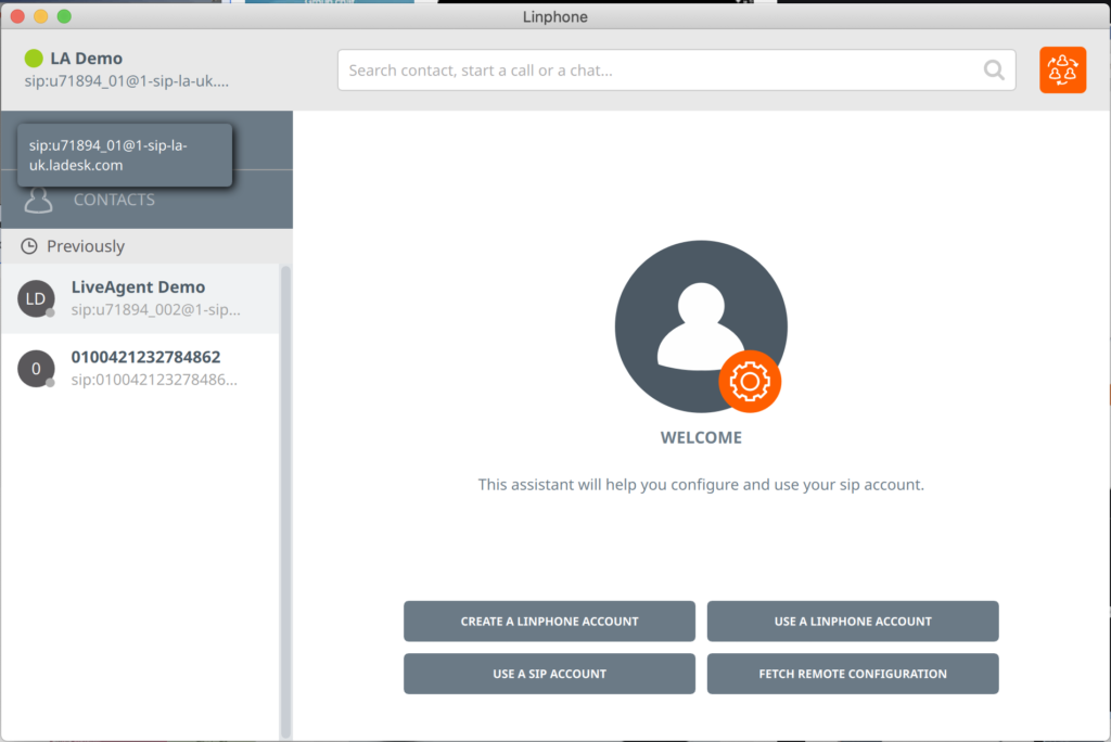 إعداد حساب Linphone softphone