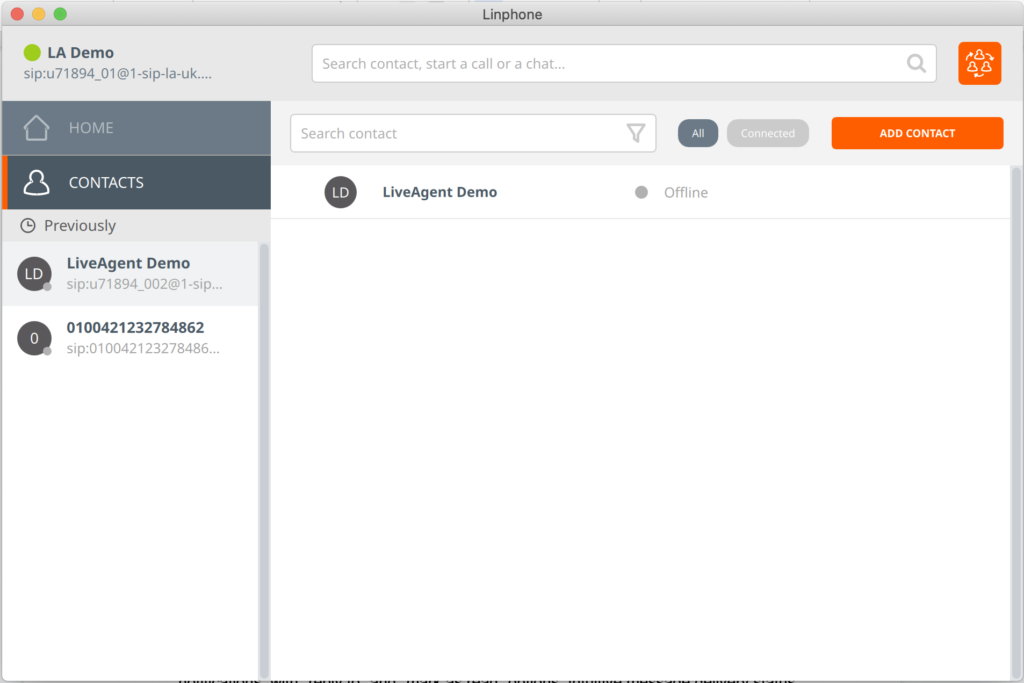 واجهة Linphone softphone