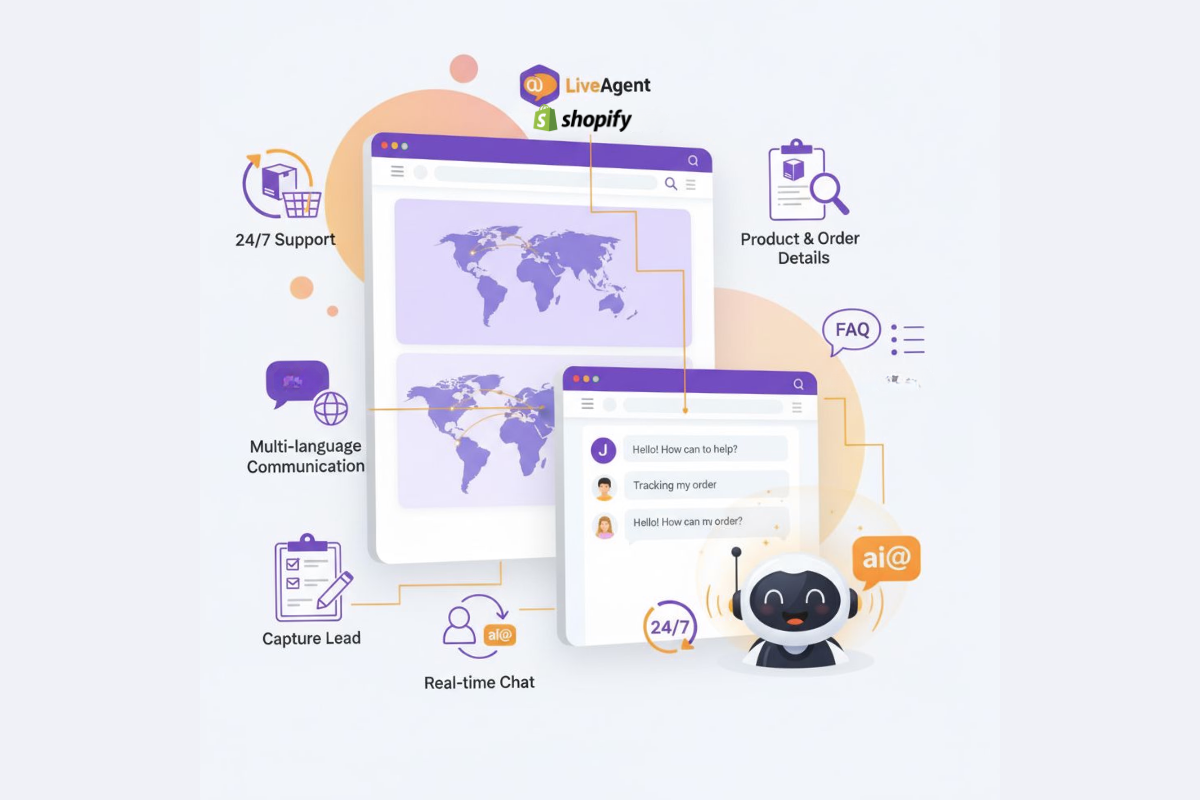 تكامل Shopify مع روبوت LiveAgent الذكي