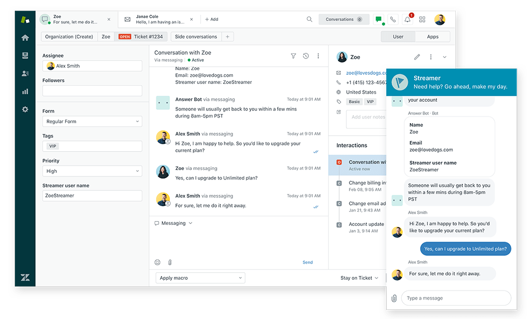 دعم العملاء والمحادثات في Zendesk
