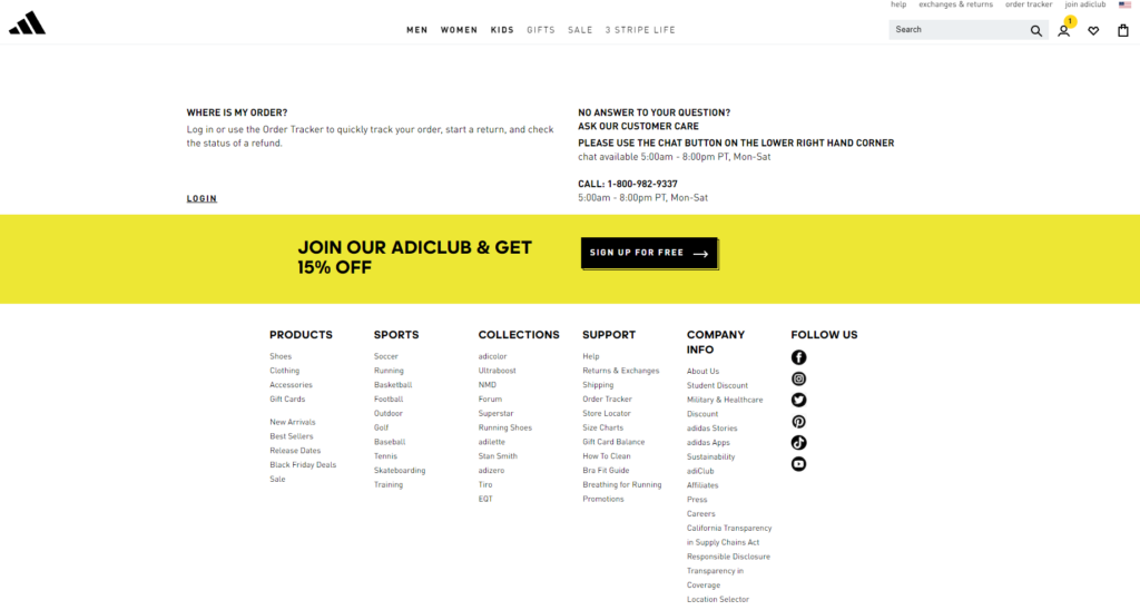 دعم عملاء Adidas