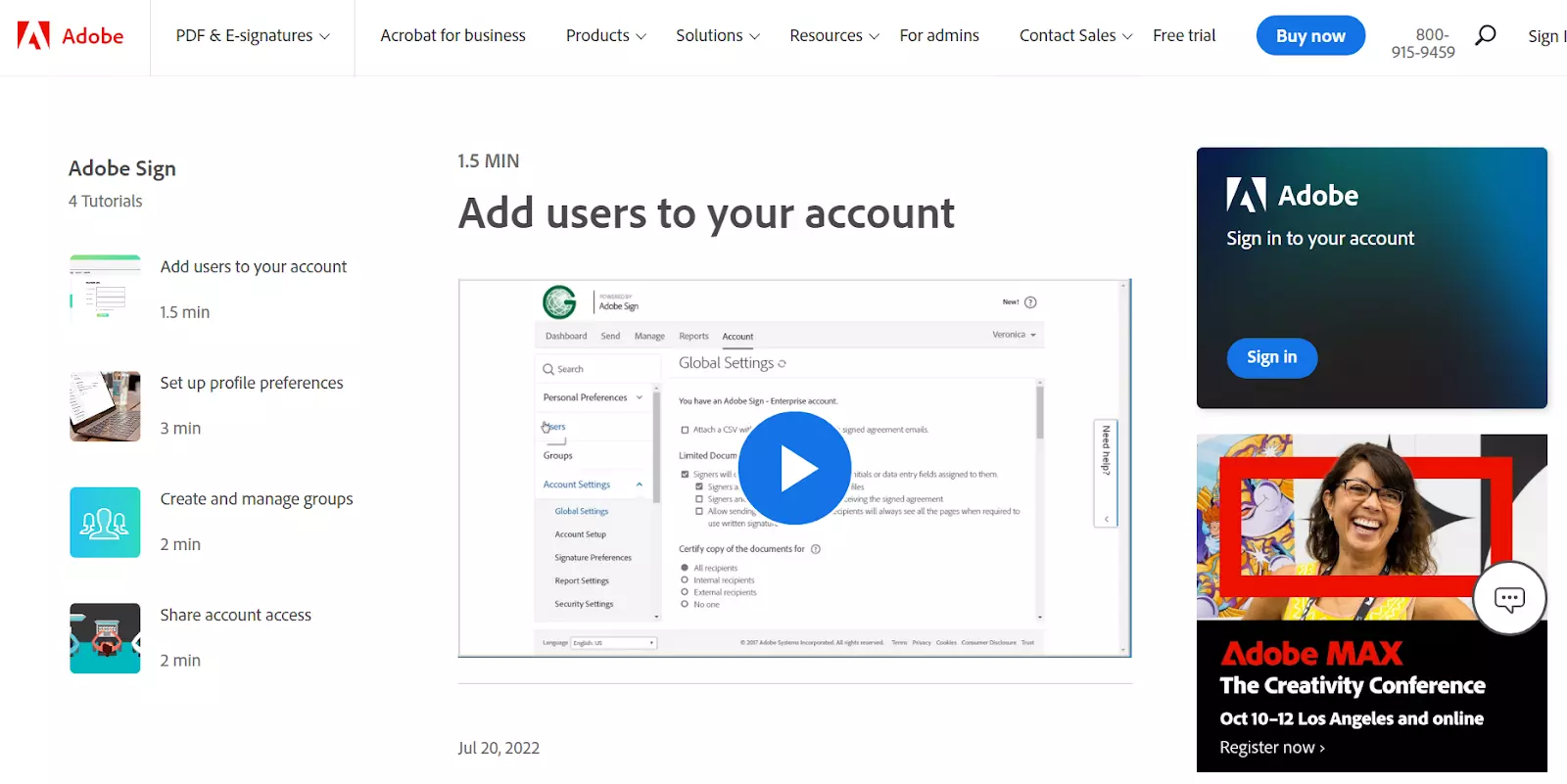 مثال على قاعدة معرفة الفيديو من Adobe