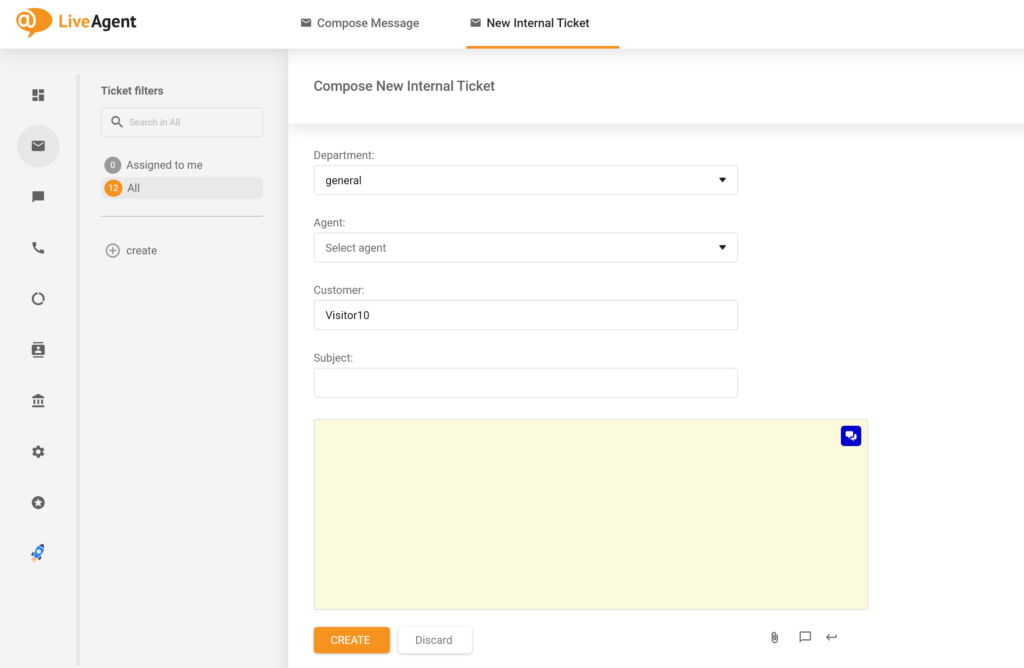 صورة توضح اسم حقل الوكيل القديم، الذي تم استبداله بـ تعيين الوكيل في تحديث LiveAgent الجديد