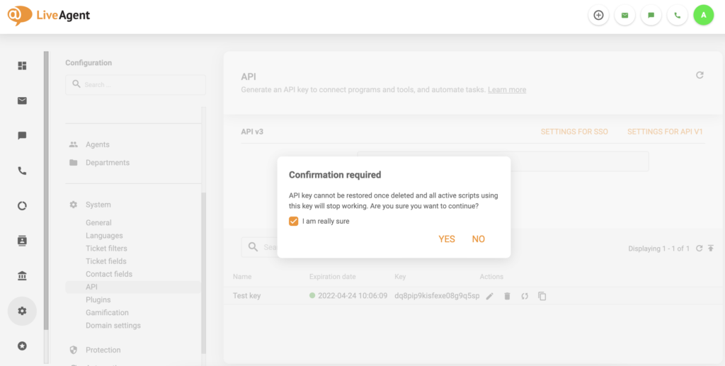 تأكيد إزالة API v3 مع خانة اختيار