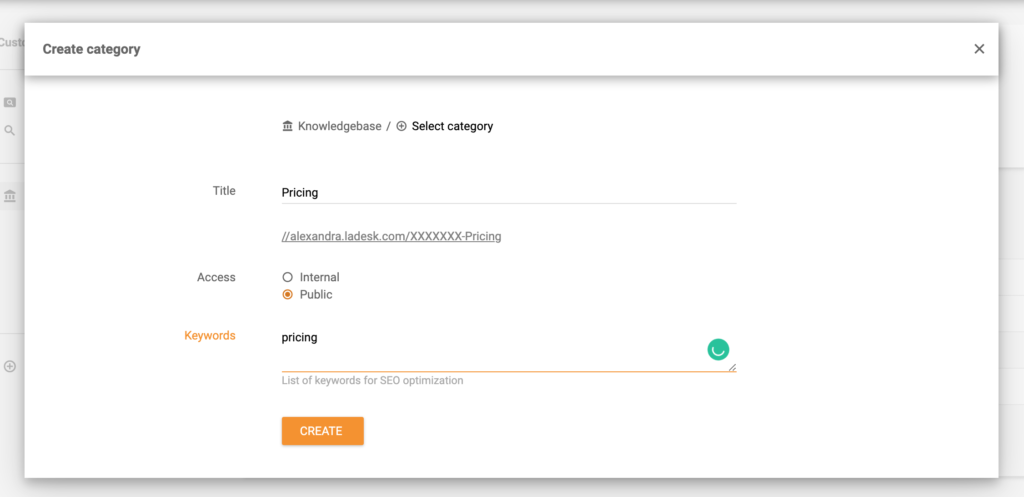 إنشاء فئة قاعدة معرفة في LiveAgent