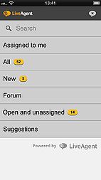 واجهة تطبيق LiveAgent لـ iOS - إدارة التذاكر
