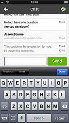 واجهة تطبيق LiveAgent لـ iOS - تفاصيل التذكرة