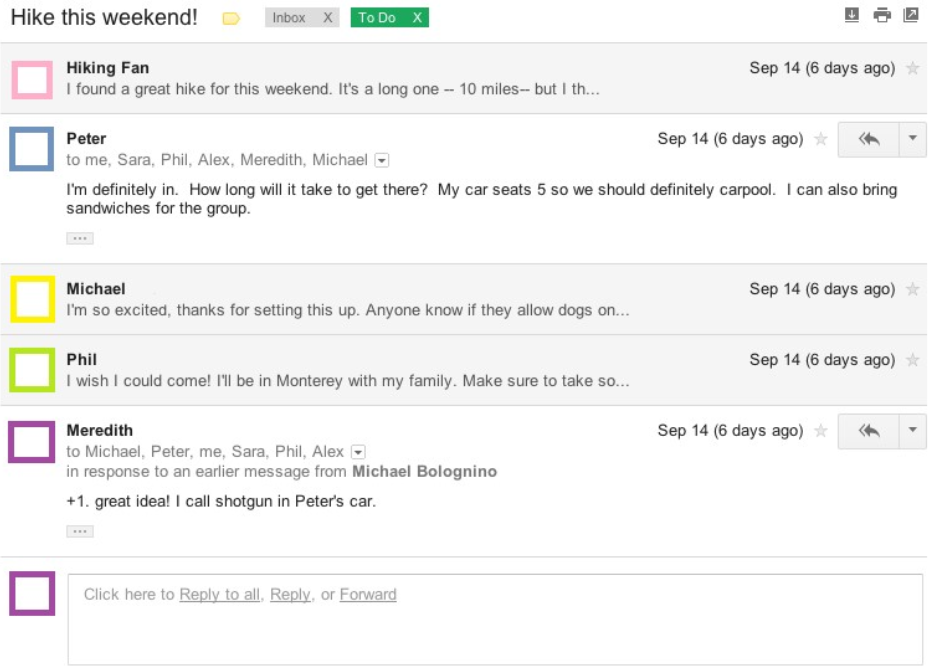 مثال على خيط بريد إلكتروني منظم