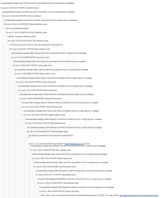 سلسلة بريد إلكتروني طويلة وغير منظمة.