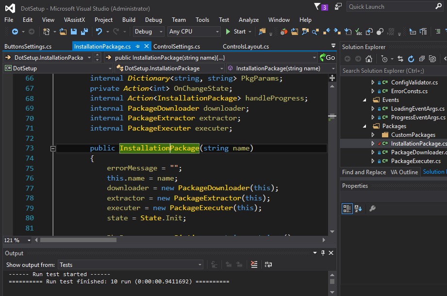 مثال على التثبيت اليدوي للنظام في Microsoft Visual Studio