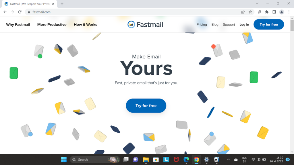 صفحة Fastmail الرئيسية