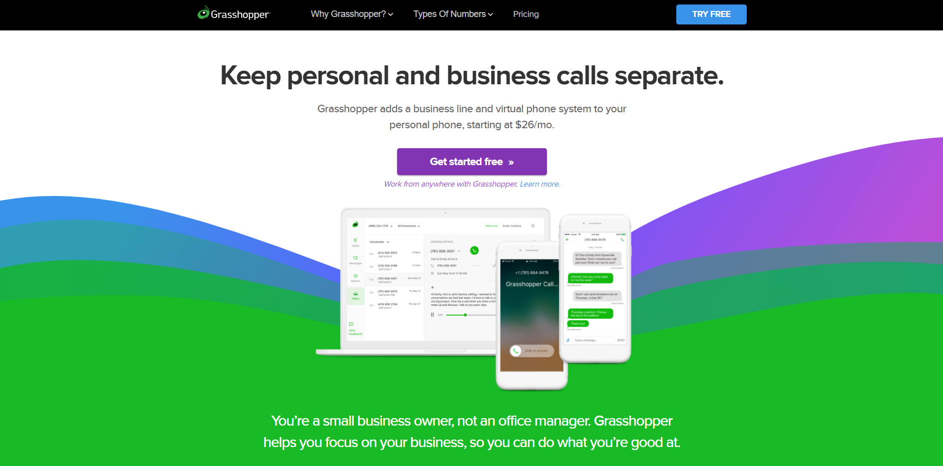 موقع مزود Grasshopper VoIP