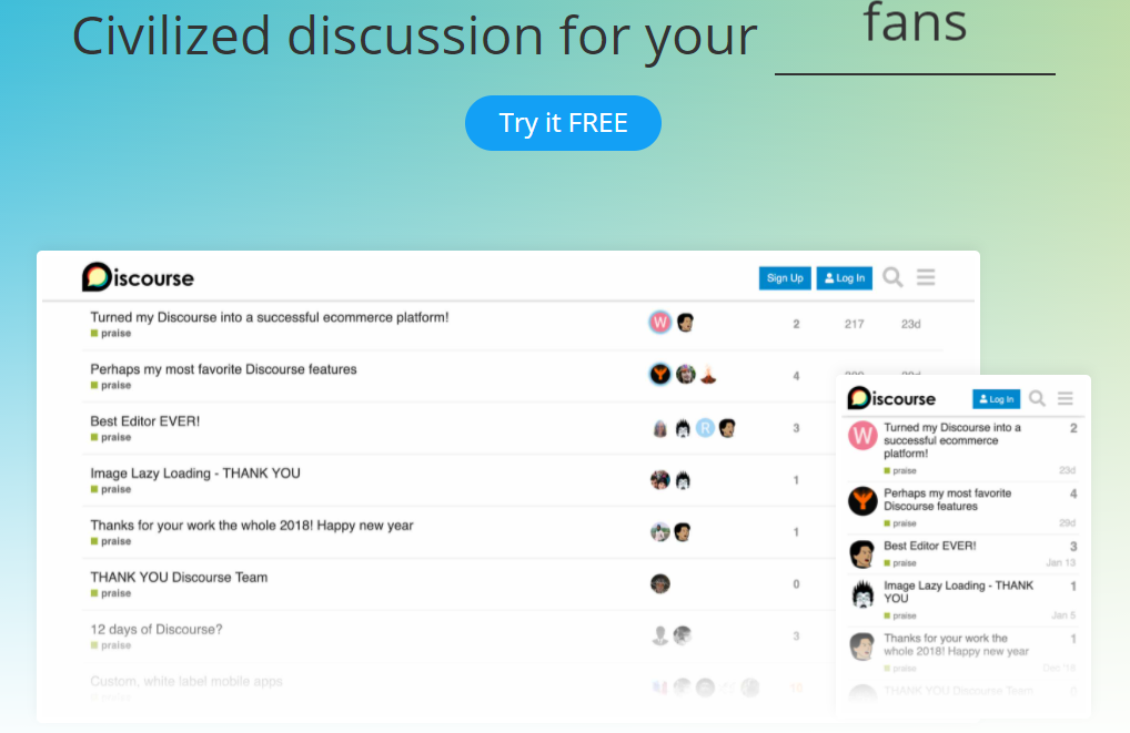 واجهة مستخدم Discourse