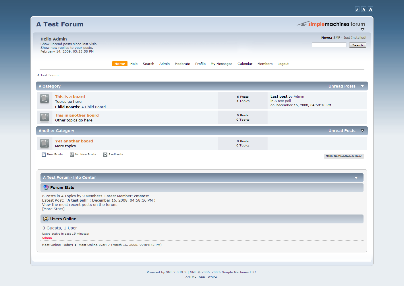الصفحة الرئيسية لـ Simple Machines Forum