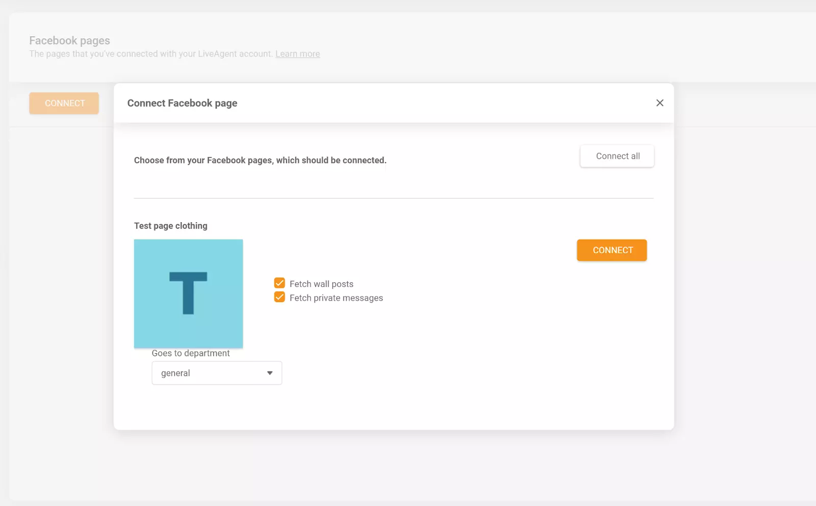 LiveAgent - ربط صفحة Facebook الخاصة بك