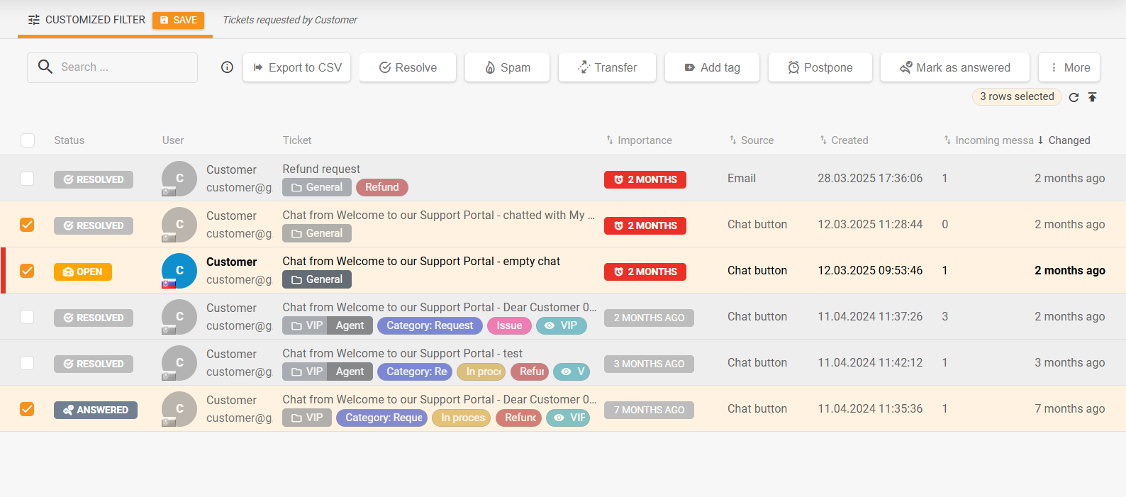 لوحة الإجراءات الجماعية المعاد صياغتها في قائمة التذاكر ودمج إجراءات التذاكر الأكثر استخدامًا