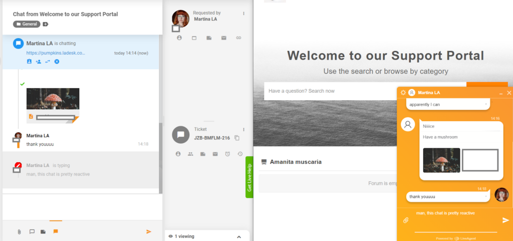 معاينة كتابة LiveAgent في الوقت الفعلي