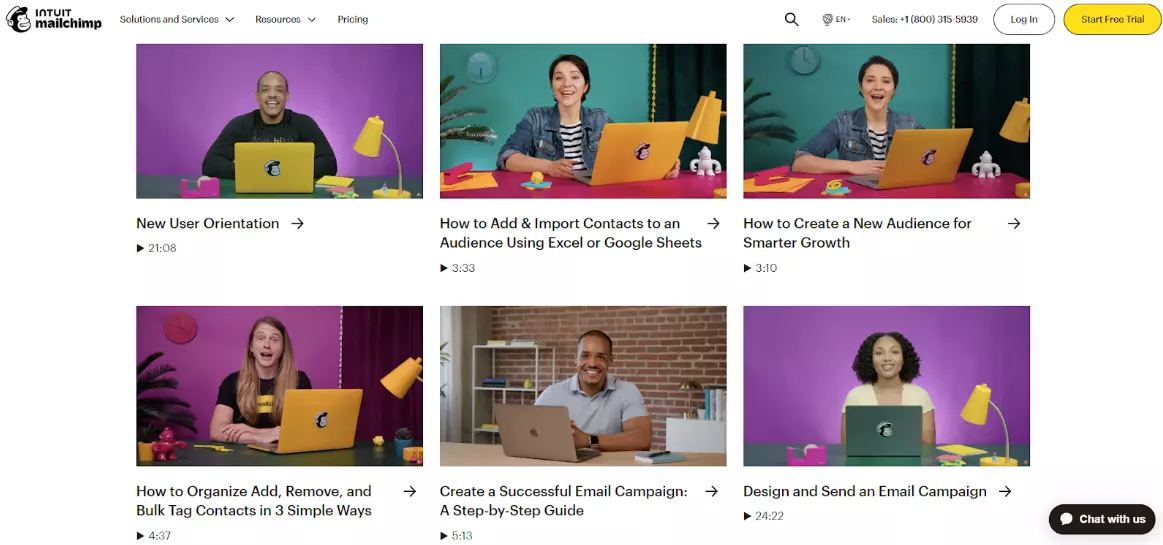 محتوى قاعدة معرفة Mailchimp التفاعلي